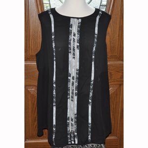 Kenar Woman Silky Black & White Sleeveless Summer Top